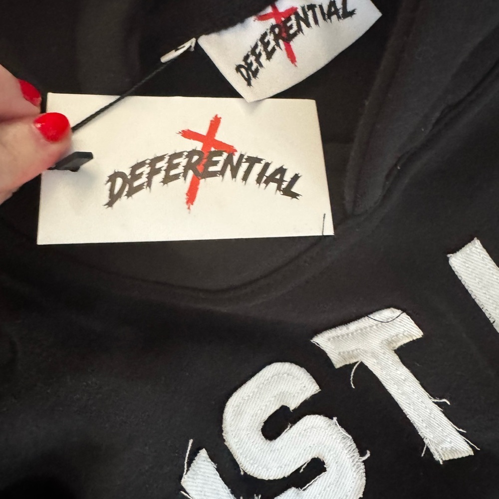 Men's Black Graphic Hoodie with Bold Lettering - Picture 5 of 13